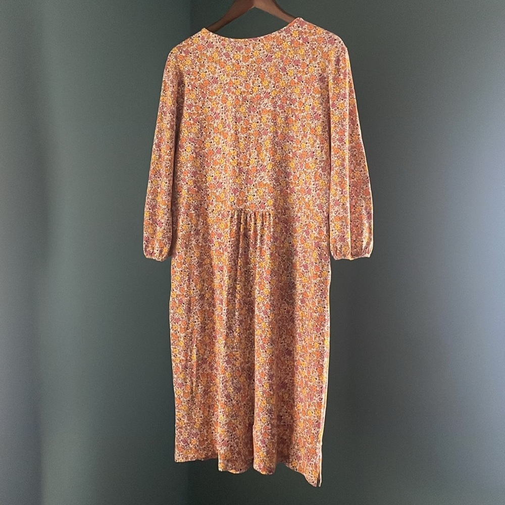 Lands' End Floral Long Sleeve Dress - Orange and Pink - Picture 6 of 6